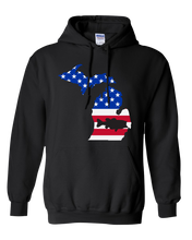 Load image into Gallery viewer, Pullover Hooded Sweatshirt Michigan Black Large Mouth Bass Vibrant Design High Quality Tight Knit Ring Spun Low Maintenance Cotton Printed With The Newest Available Color Transfer Technology