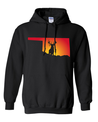 Pullover Hooded Sweatshirt Oklahoma Black Whitetail Deer Vibrant Design High Quality Tight Knit Ring Spun Low Maintenance Cotton Printed With The Newest Available Color Transfer Technology