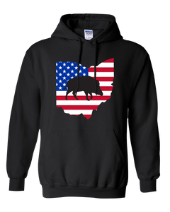 Pullover Hooded Sweatshirt Ohio Black Wild Hog Vibrant Design High Quality Tight Knit Ring Spun Low Maintenance Cotton Printed With The Newest Available Color Transfer Technology