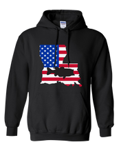 Load image into Gallery viewer, Pullover Hooded Sweatshirt Louisiana Black Large Mouth Bass Vibrant Design High Quality Tight Knit Ring Spun Low Maintenance Cotton Printed With The Newest Available Color Transfer Technology