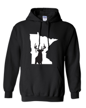 Load image into Gallery viewer, Pullover Hooded Sweatshirt Minnesota Black Whitetail Deer Vibrant Design High Quality Tight Knit Ring Spun Low Maintenance Cotton Printed With The Newest Available Color Transfer Technology