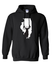 Load image into Gallery viewer, Pullover Hooded Sweatshirt Illinois Black Whitetail Deer Vibrant Design High Quality Tight Knit Ring Spun Low Maintenance Cotton Printed With The Newest Available Color Transfer Technology
