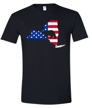 Load image into Gallery viewer, Short Sleeve T-Shirt New York Black Black Bear Vibrant Design High Quality Tight Knit Ring Spun Low Maintenance Cotton Printed With The Newest Available Color Transfer Technology
