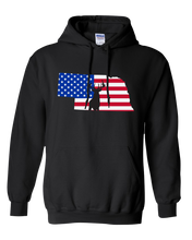 Load image into Gallery viewer, Pullover Hooded Sweatshirt Nebraska Black Whitetail Deer Vibrant Design High Quality Tight Knit Ring Spun Low Maintenance Cotton Printed With The Newest Available Color Transfer Technology