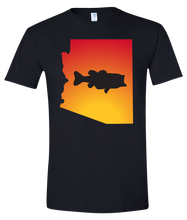Load image into Gallery viewer, Short Sleeve T-Shirt Arizona Black Large Mouth Bass Vibrant Design High Quality Tight Knit Ring Spun Low Maintenance Cotton Printed With The Newest Available Color Transfer Technology