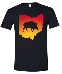 Short Sleeve T-Shirt Ohio Black Wild Hog Vibrant Design High Quality Tight Knit Ring Spun Low Maintenance Cotton Printed With The Newest Available Color Transfer Technology