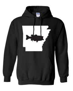 Pullover Hooded Sweatshirt Arkansas Black Large Mouth Bass Vibrant Design High Quality Tight Knit Ring Spun Low Maintenance Cotton Printed With The Newest Available Color Transfer Technology