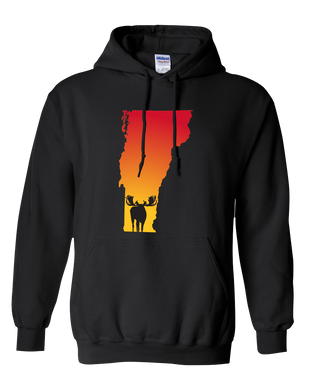 Pullover Hooded Sweatshirt Vermont Black Moose Vibrant Design High Quality Tight Knit Ring Spun Low Maintenance Cotton Printed With The Newest Available Color Transfer Technology