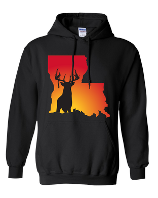 Pullover Hooded Sweatshirt Louisiana Black Whitetail Deer Vibrant Design High Quality Tight Knit Ring Spun Low Maintenance Cotton Printed With The Newest Available Color Transfer Technology
