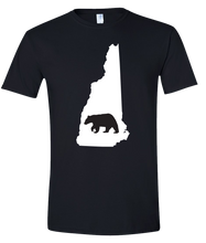 Load image into Gallery viewer, Short Sleeve T-Shirt New Hampshire Black Black Bear Vibrant Design High Quality Tight Knit Ring Spun Low Maintenance Cotton Printed With The Newest Available Color Transfer Technology