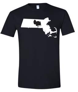 Short Sleeve T-Shirt Massachusetts Black Turkey Vibrant Design High Quality Tight Knit Ring Spun Low Maintenance Cotton Printed With The Newest Available Color Transfer Technology