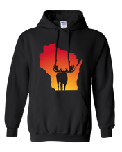 Load image into Gallery viewer, Pullover Hooded Sweatshirt Wisconsin Black Moose Vibrant Design High Quality Tight Knit Ring Spun Low Maintenance Cotton Printed With The Newest Available Color Transfer Technology