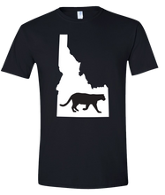 Load image into Gallery viewer, Short Sleeve T-Shirt Idaho Black Mountain Lion Vibrant Design High Quality Tight Knit Ring Spun Low Maintenance Cotton Printed With The Newest Available Color Transfer Technology