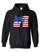 Load image into Gallery viewer, Pullover Hooded Sweatshirt Oregon Black Mule Deer Vibrant Design High Quality Tight Knit Ring Spun Low Maintenance Cotton Printed With The Newest Available Color Transfer Technology
