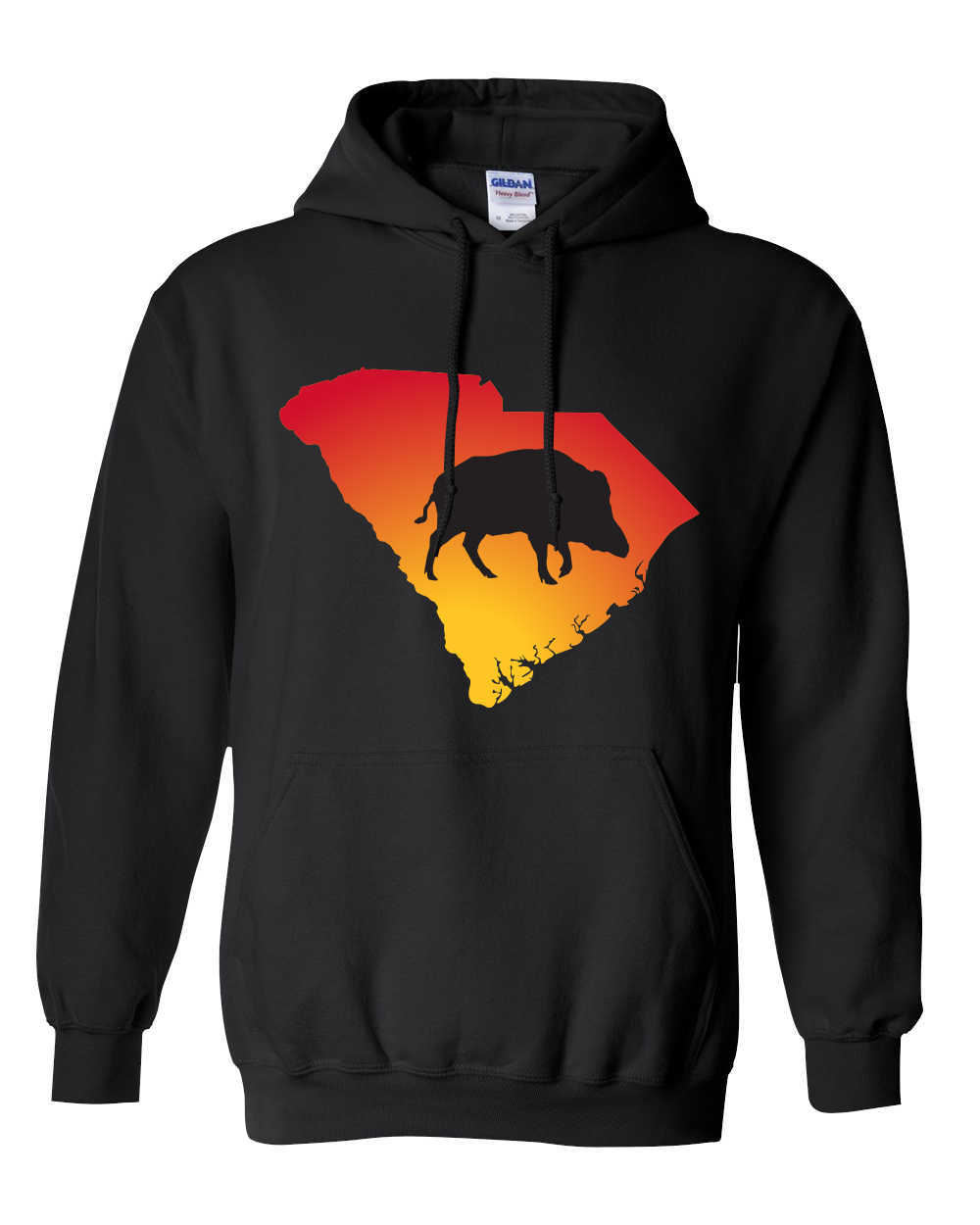 Pullover Hooded Sweatshirt South Carolina Black Wild Hog Vibrant Design High Quality Tight Knit Ring Spun Low Maintenance Cotton Printed With The Newest Available Color Transfer Technology