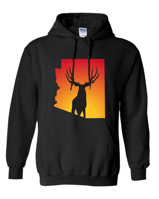 Pullover Hooded Sweatshirt Arizona Black Mule Deer Vibrant Design High Quality Tight Knit Ring Spun Low Maintenance Cotton Printed With The Newest Available Color Transfer Technology