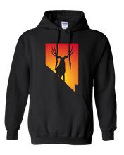 Load image into Gallery viewer, Pullover Hooded Sweatshirt Nevada Black Mule Deer Vibrant Design High Quality Tight Knit Ring Spun Low Maintenance Cotton Printed With The Newest Available Color Transfer Technology