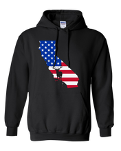 Load image into Gallery viewer, Pullover Hooded Sweatshirt California Black Elk Vibrant Design High Quality Tight Knit Ring Spun Low Maintenance Cotton Printed With The Newest Available Color Transfer Technology