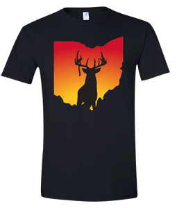 Short Sleeve T-Shirt Ohio Black Whitetail Deer Vibrant Design High Quality Tight Knit Ring Spun Low Maintenance Cotton Printed With The Newest Available Color Transfer Technology