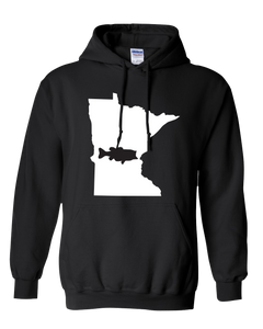 Pullover Hooded Sweatshirt Minnesota Black Large Mouth Bass Vibrant Design High Quality Tight Knit Ring Spun Low Maintenance Cotton Printed With The Newest Available Color Transfer Technology