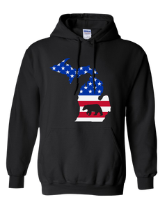 Pullover Hooded Sweatshirt Michigan Black Black Bear Vibrant Design High Quality Tight Knit Ring Spun Low Maintenance Cotton Printed With The Newest Available Color Transfer Technology