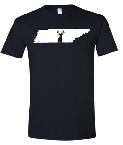 Short Sleeve T-Shirt Tennessee Black Whitetail Deer Vibrant Design High Quality Tight Knit Ring Spun Low Maintenance Cotton Printed With The Newest Available Color Transfer Technology
