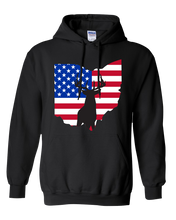 Load image into Gallery viewer, Pullover Hooded Sweatshirt Ohio Black Whitetail Deer Vibrant Design High Quality Tight Knit Ring Spun Low Maintenance Cotton Printed With The Newest Available Color Transfer Technology