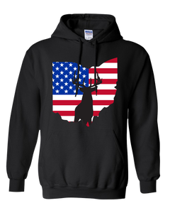Pullover Hooded Sweatshirt Ohio Black Whitetail Deer Vibrant Design High Quality Tight Knit Ring Spun Low Maintenance Cotton Printed With The Newest Available Color Transfer Technology
