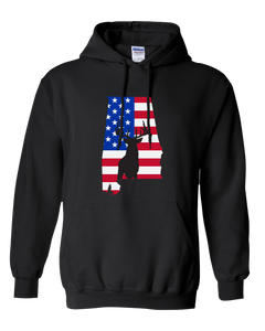 Pullover Hooded Sweatshirt Alabama Black Whitetail Deer Vibrant Design High Quality Tight Knit Ring Spun Low Maintenance Cotton Printed With The Newest Available Color Transfer Technology