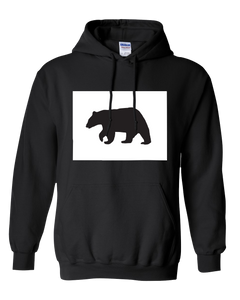 Pullover Hooded Sweatshirt Colorado Black Black Bear Vibrant Design High Quality Tight Knit Ring Spun Low Maintenance Cotton Printed With The Newest Available Color Transfer Technology