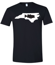 Load image into Gallery viewer, Short Sleeve T-Shirt North Carolina Black Large Mouth Bass Vibrant Design High Quality Tight Knit Ring Spun Low Maintenance Cotton Printed With The Newest Available Color Transfer Technology