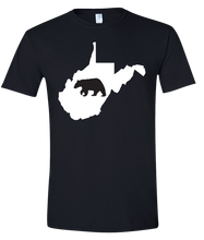 Load image into Gallery viewer, Short Sleeve T-Shirt West Virginia Black Black Bear Vibrant Design High Quality Tight Knit Ring Spun Low Maintenance Cotton Printed With The Newest Available Color Transfer Technology