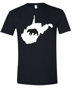Short Sleeve T-Shirt West Virginia Black Black Bear Vibrant Design High Quality Tight Knit Ring Spun Low Maintenance Cotton Printed With The Newest Available Color Transfer Technology