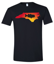 Load image into Gallery viewer, Short Sleeve T-Shirt North Carolina Black Large Mouth Bass Vibrant Design High Quality Tight Knit Ring Spun Low Maintenance Cotton Printed With The Newest Available Color Transfer Technology