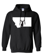 Load image into Gallery viewer, Pullover Hooded Sweatshirt Montana Black Whitetail Deer Vibrant Design High Quality Tight Knit Ring Spun Low Maintenance Cotton Printed With The Newest Available Color Transfer Technology