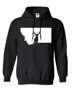 Pullover Hooded Sweatshirt Montana Black Whitetail Deer Vibrant Design High Quality Tight Knit Ring Spun Low Maintenance Cotton Printed With The Newest Available Color Transfer Technology