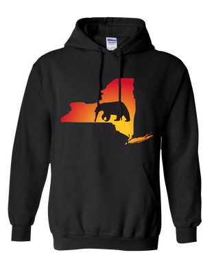Pullover Hooded Sweatshirt New York Black Black Bear Vibrant Design High Quality Tight Knit Ring Spun Low Maintenance Cotton Printed With The Newest Available Color Transfer Technology