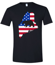 Load image into Gallery viewer, Short Sleeve T-Shirt Maine Black Black Bear Vibrant Design High Quality Tight Knit Ring Spun Low Maintenance Cotton Printed With The Newest Available Color Transfer Technology