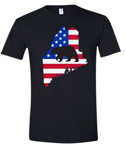 Short Sleeve T-Shirt Maine Black Black Bear Vibrant Design High Quality Tight Knit Ring Spun Low Maintenance Cotton Printed With The Newest Available Color Transfer Technology