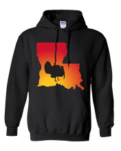 Load image into Gallery viewer, Pullover Hooded Sweatshirt Louisiana Black Turkey Vibrant Design High Quality Tight Knit Ring Spun Low Maintenance Cotton Printed With The Newest Available Color Transfer Technology