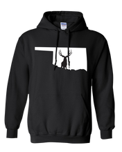 Load image into Gallery viewer, Pullover Hooded Sweatshirt Oklahoma Black Mule Deer Vibrant Design High Quality Tight Knit Ring Spun Low Maintenance Cotton Printed With The Newest Available Color Transfer Technology