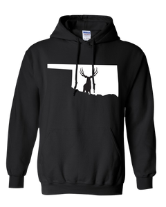 Pullover Hooded Sweatshirt Oklahoma Black Mule Deer Vibrant Design High Quality Tight Knit Ring Spun Low Maintenance Cotton Printed With The Newest Available Color Transfer Technology