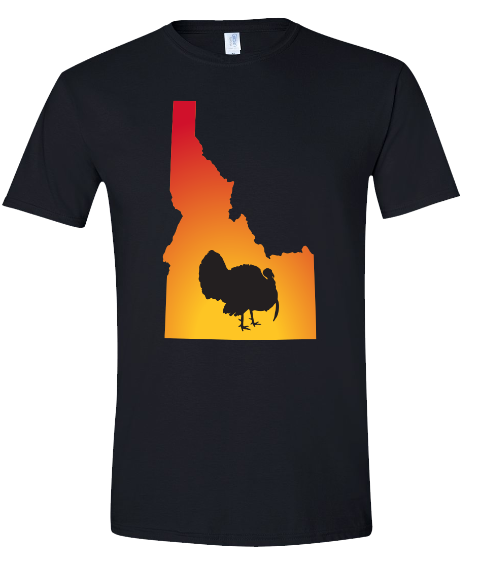 Short Sleeve T-Shirt Idaho Black Turkey Vibrant Design High Quality Tight Knit Ring Spun Low Maintenance Cotton Printed With The Newest Available Color Transfer Technology
