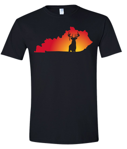 Short Sleeve T-Shirt Kentucky Black Whitetail Deer Vibrant Design High Quality Tight Knit Ring Spun Low Maintenance Cotton Printed With The Newest Available Color Transfer Technology
