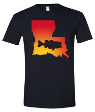 Load image into Gallery viewer, Short Sleeve T-Shirt Louisiana Black Large Mouth Bass Vibrant Design High Quality Tight Knit Ring Spun Low Maintenance Cotton Printed With The Newest Available Color Transfer Technology