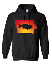 Load image into Gallery viewer, Pullover Hooded Sweatshirt Iowa Black Large Mouth Bass Vibrant Design High Quality Tight Knit Ring Spun Low Maintenance Cotton Printed With The Newest Available Color Transfer Technology