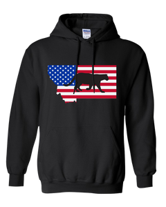 Pullover Hooded Sweatshirt Montana Black Mountain Lion Vibrant Design High Quality Tight Knit Ring Spun Low Maintenance Cotton Printed With The Newest Available Color Transfer Technology