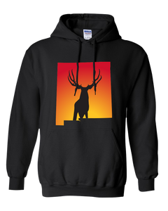 Pullover Hooded Sweatshirt New Mexico Black Mule Deer Vibrant Design High Quality Tight Knit Ring Spun Low Maintenance Cotton Printed With The Newest Available Color Transfer Technology