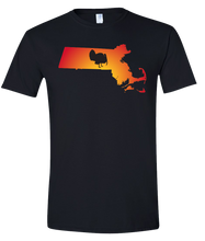 Load image into Gallery viewer, Short Sleeve T-Shirt Massachusetts Black Turkey Vibrant Design High Quality Tight Knit Ring Spun Low Maintenance Cotton Printed With The Newest Available Color Transfer Technology