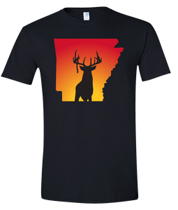 Short Sleeve T-Shirt Arkansas Black Whitetail Deer Vibrant Design High Quality Tight Knit Ring Spun Low Maintenance Cotton Printed With The Newest Available Color Transfer Technology